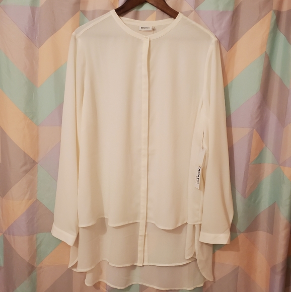 DKNYC Tops - NWT DKNY Long Sleeve Sheer Top Size 2X